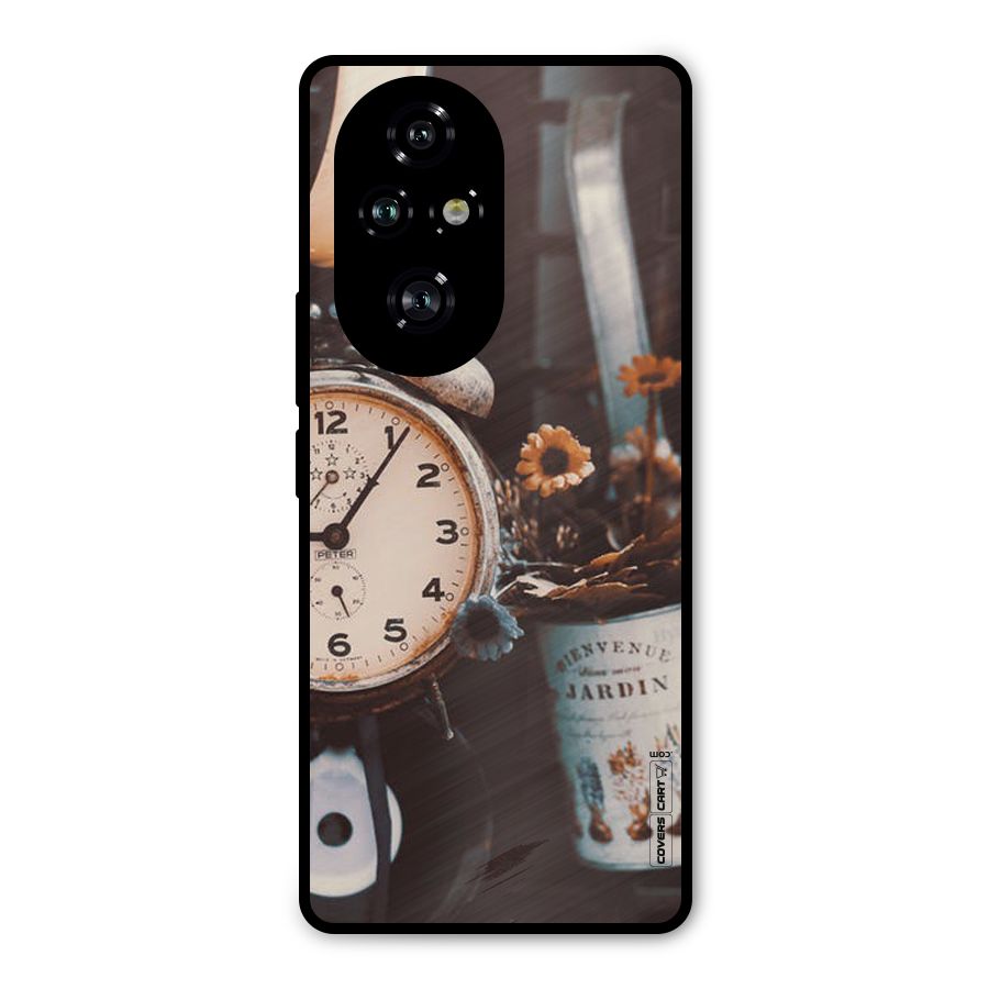 Clock And Flowers Metal Back Case for Honor 200 Pro