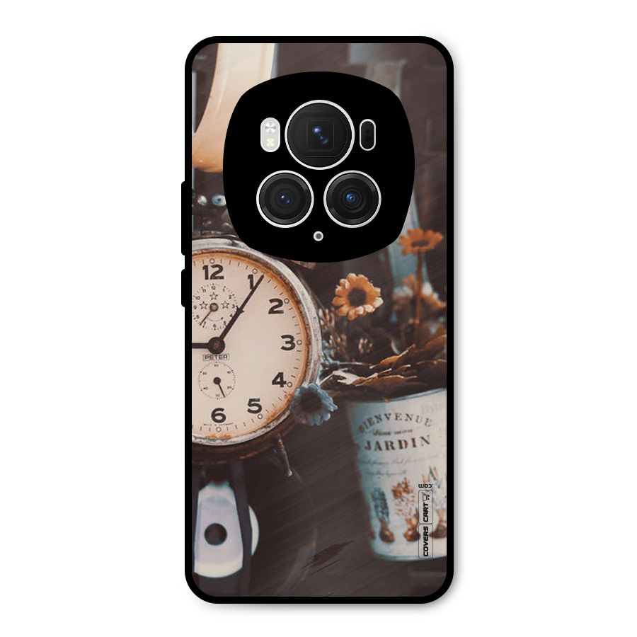 Clock And Flowers Metal Back Case for Honor Magic6 Pro
