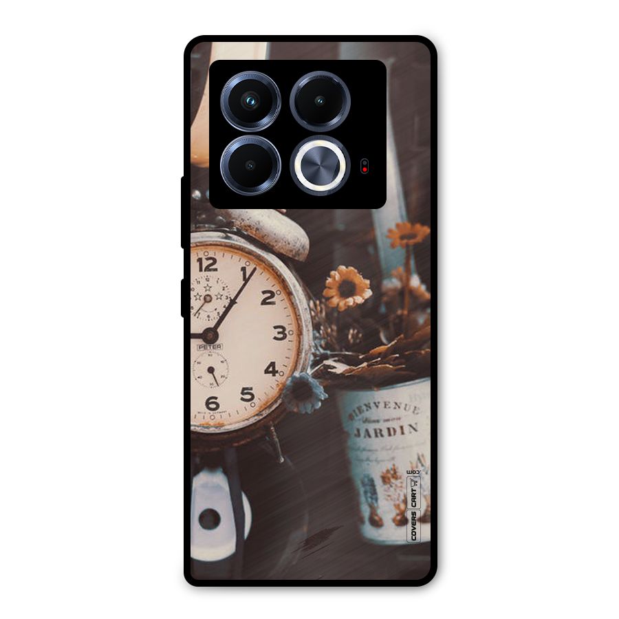 Clock And Flowers Metal Back Case for Infinix Note 40 5G