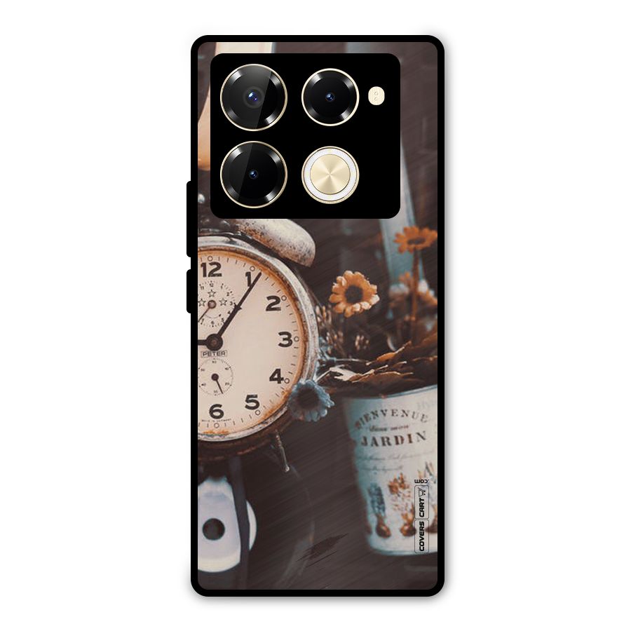 Clock And Flowers Metal Back Case for Infinix Note 40 Pro Plus