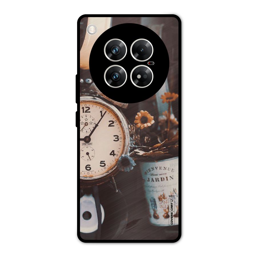 Clock And Flowers Metal Back Case for Infinix Zero 40 5G