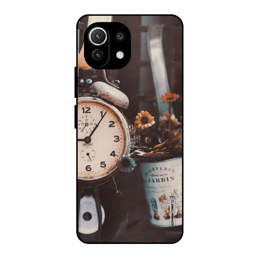 Clock And Flowers Metal Back Case for Mi 11 Lite NE 5G