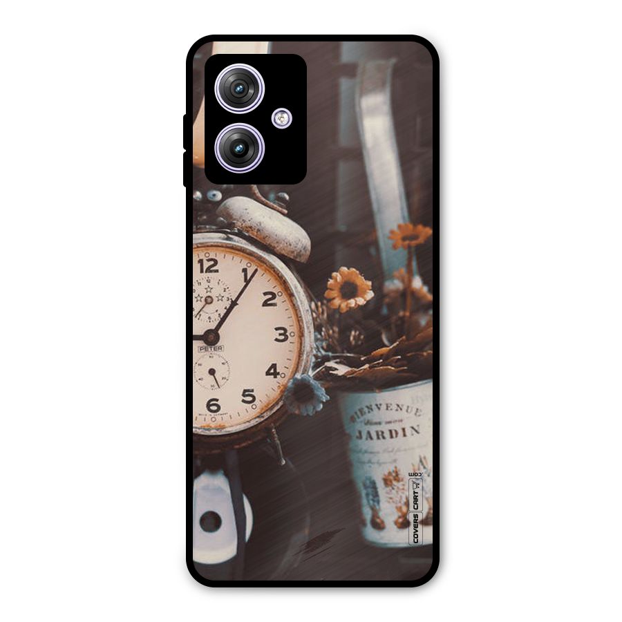 Clock And Flowers Metal Back Case for Moto G64