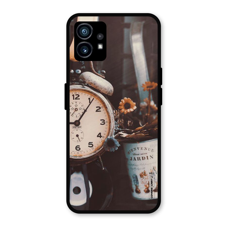 Clock And Flowers Metal Back Case for Nothing Phone 1