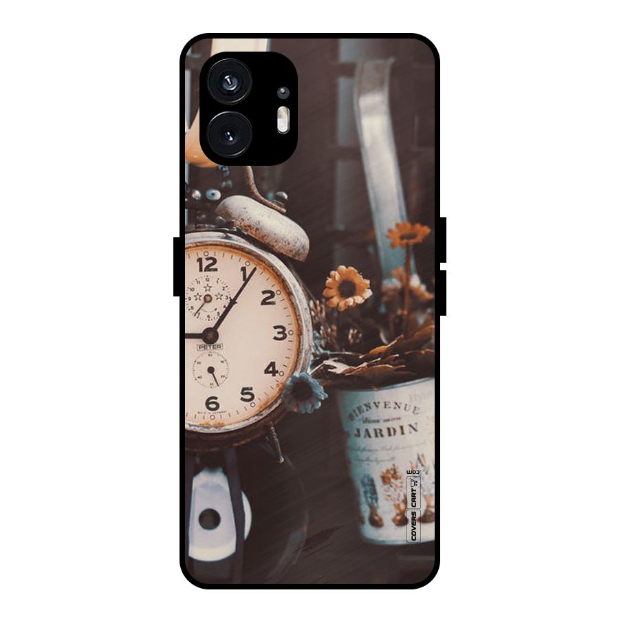 Clock And Flowers Metal Back Case for Nothing Phone 2