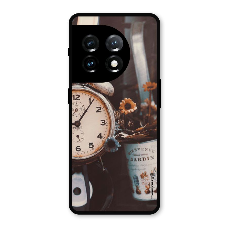Clock And Flowers Metal Back Case for OnePlus 11