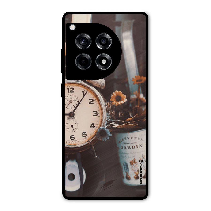 Clock And Flowers Metal Back Case for OnePlus 12R