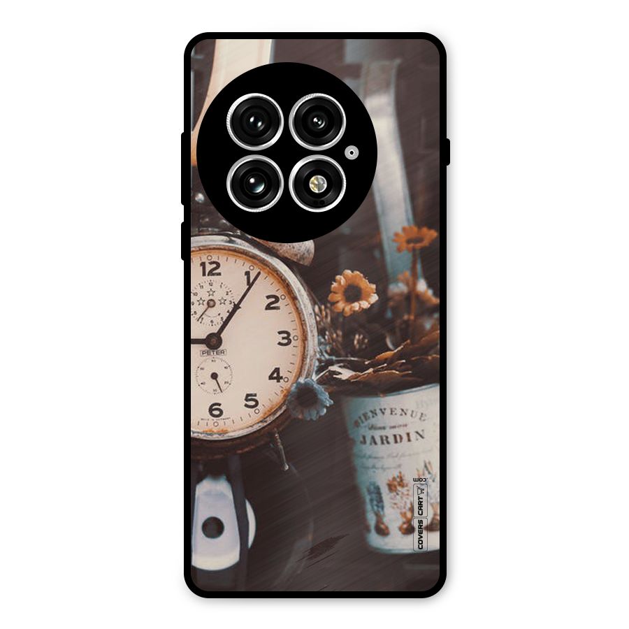 Clock And Flowers Metal Back Case for OnePlus 13