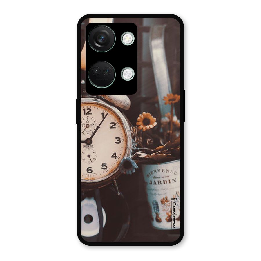 Clock And Flowers Metal Back Case for OnePlus Nord 3