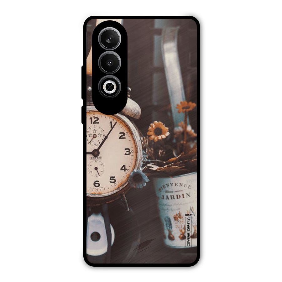 Clock And Flowers Metal Back Case for OnePlus Nord CE4