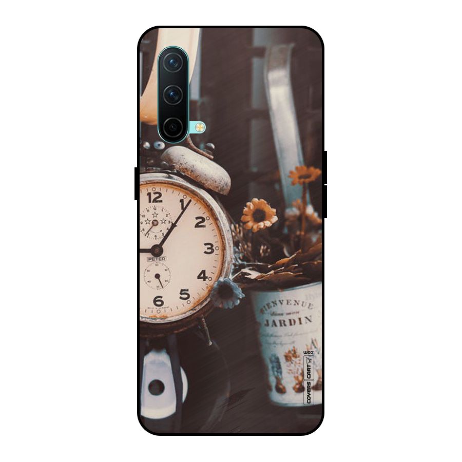 Clock And Flowers Metal Back Case for OnePlus Nord CE 5G