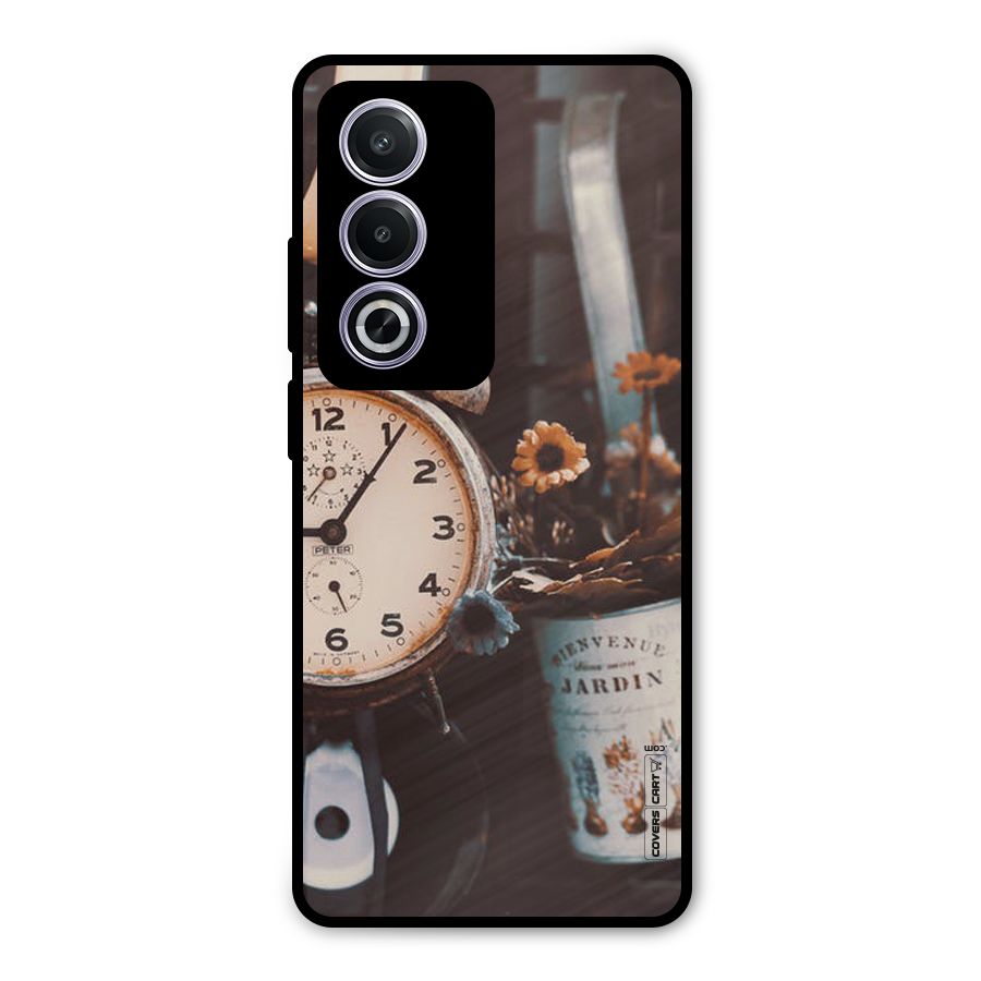 Clock And Flowers Metal Back Case for Oppo A3 Pro