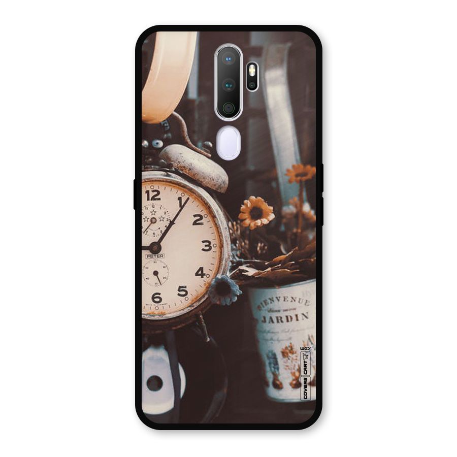 Clock And Flowers Metal Back Case for Oppo A9 (2020)