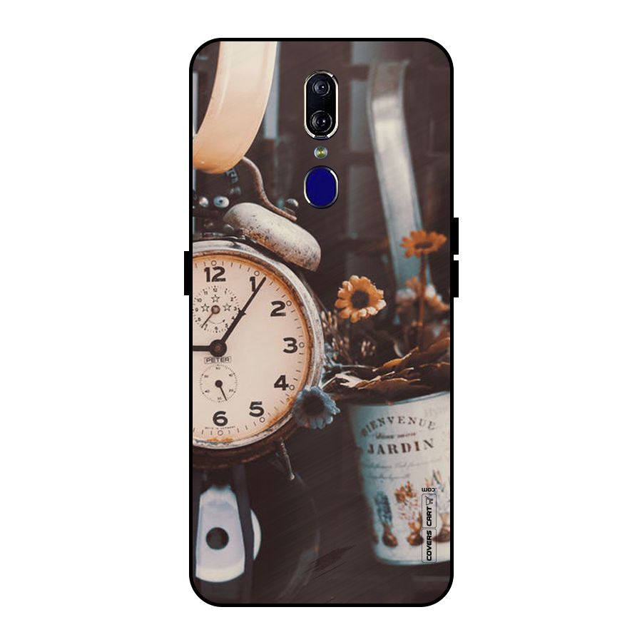 Clock And Flowers Metal Back Case for Oppo F11