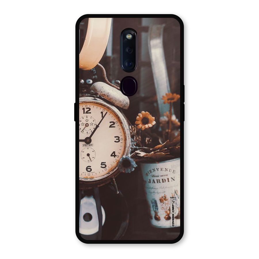 Clock And Flowers Metal Back Case for Oppo F11 Pro