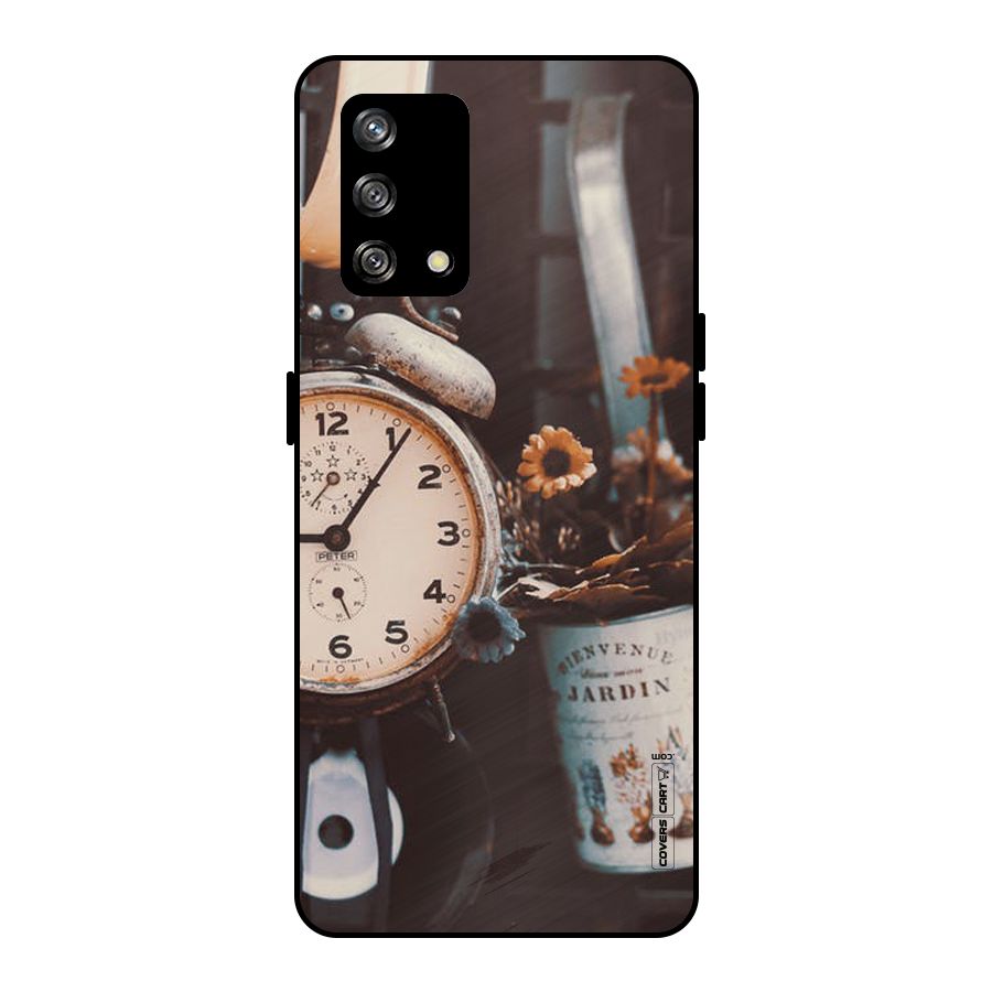 Clock And Flowers Metal Back Case for Oppo F19