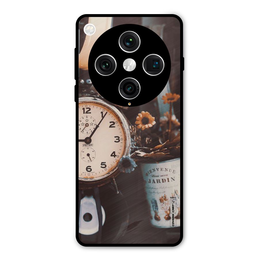 Clock And Flowers Metal Back Case for Oppo Find X8 Pro