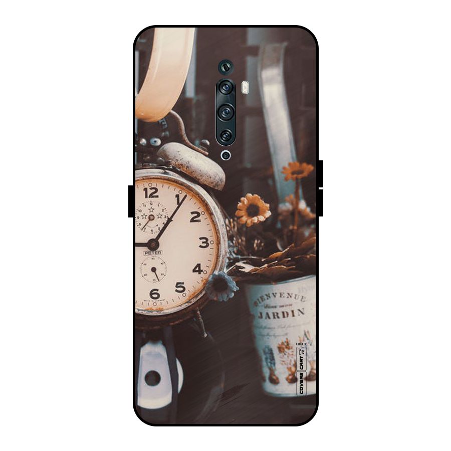 Clock And Flowers Metal Back Case for Oppo Reno2 Z
