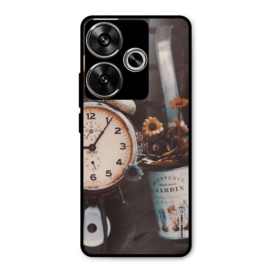 Clock And Flowers Metal Back Case for Poco F6