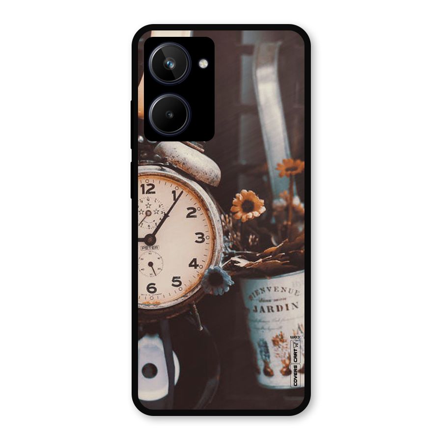 Clock And Flowers Metal Back Case for Realme 10
