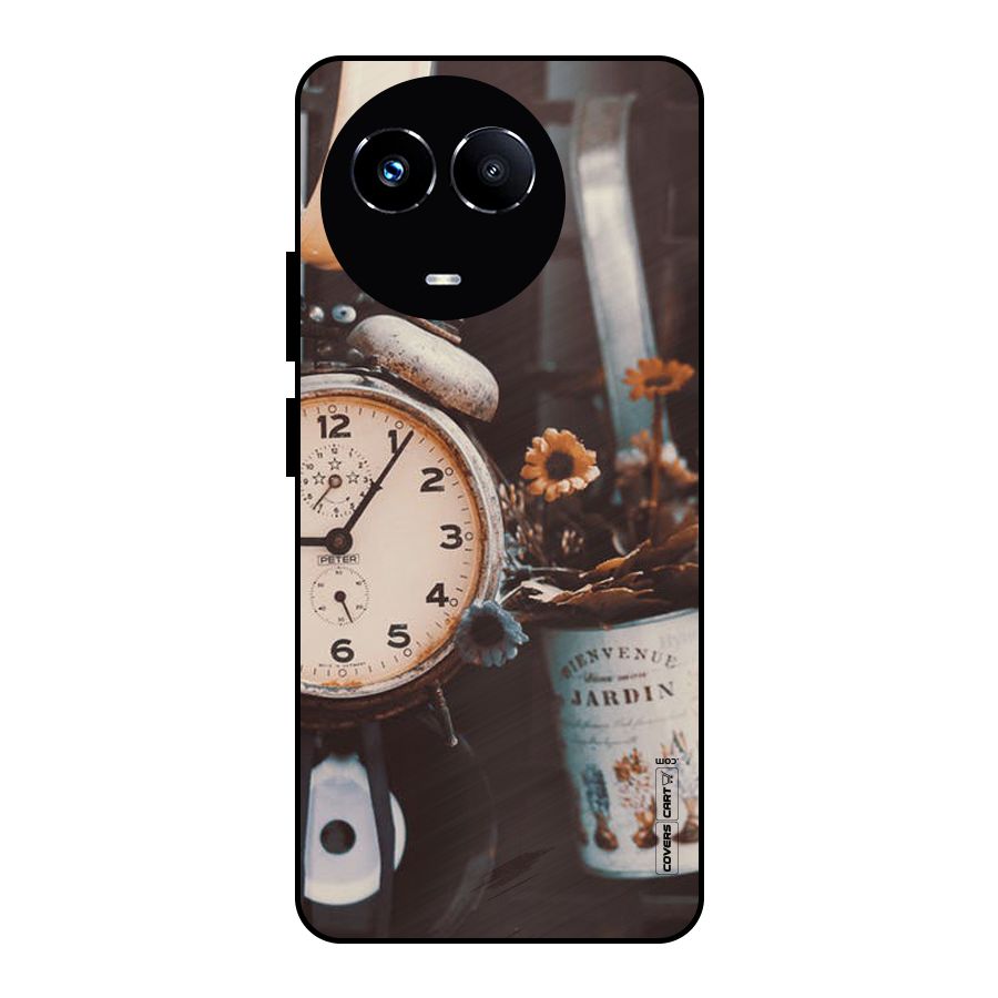 Clock And Flowers Metal Back Case for Realme 11X
