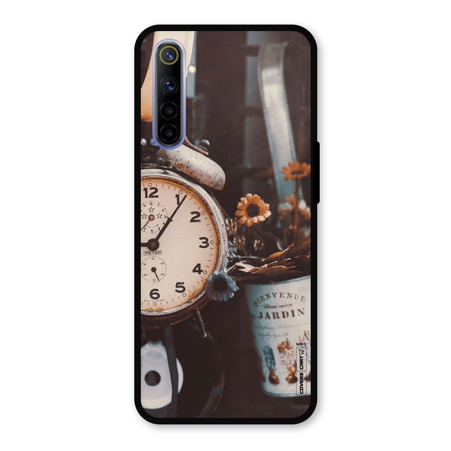 Clock And Flowers Metal Back Case for Realme 6