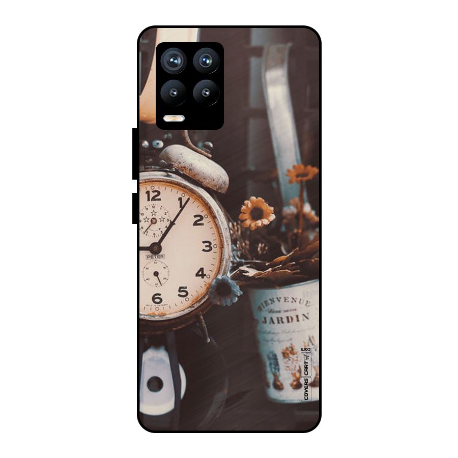 Clock And Flowers Metal Back Case for Realme 8 Pro