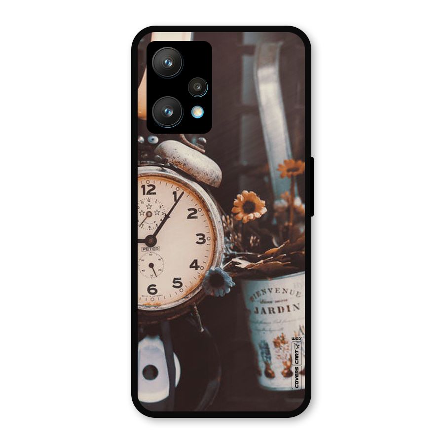 Clock And Flowers Metal Back Case for Realme 9