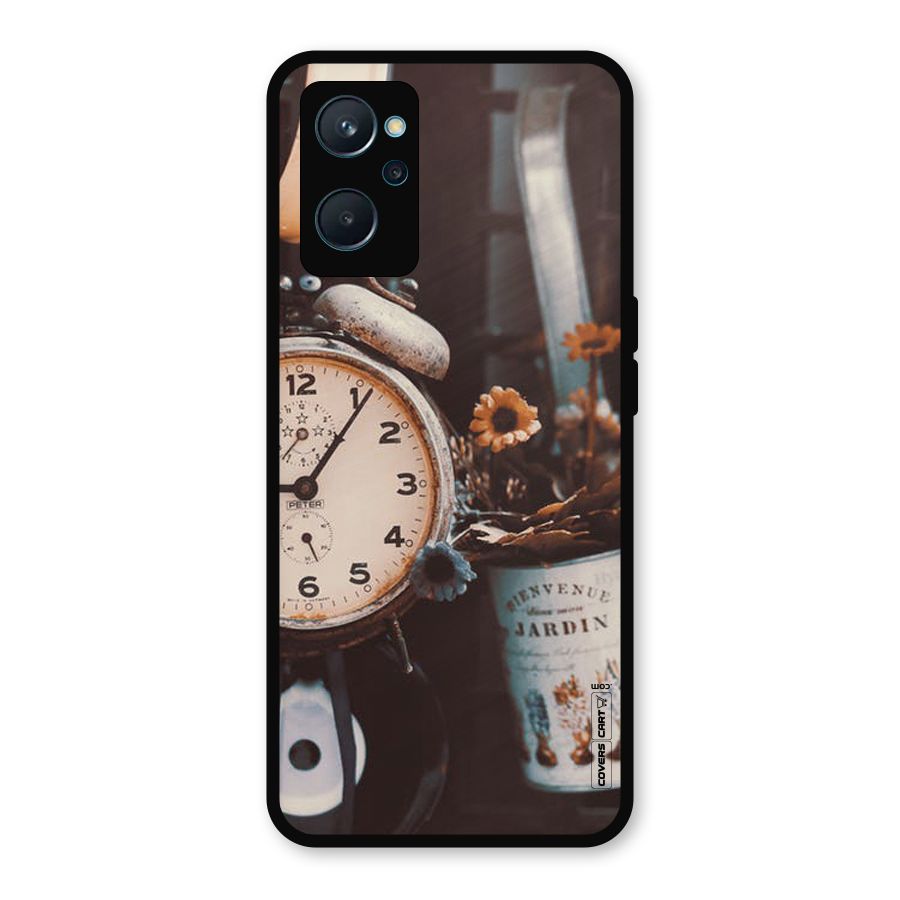 Clock And Flowers Metal Back Case for Realme 9i