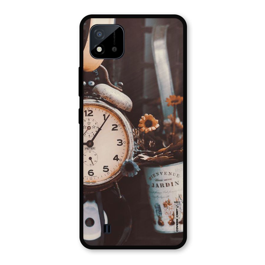 Clock And Flowers Metal Back Case for Realme C11 2021