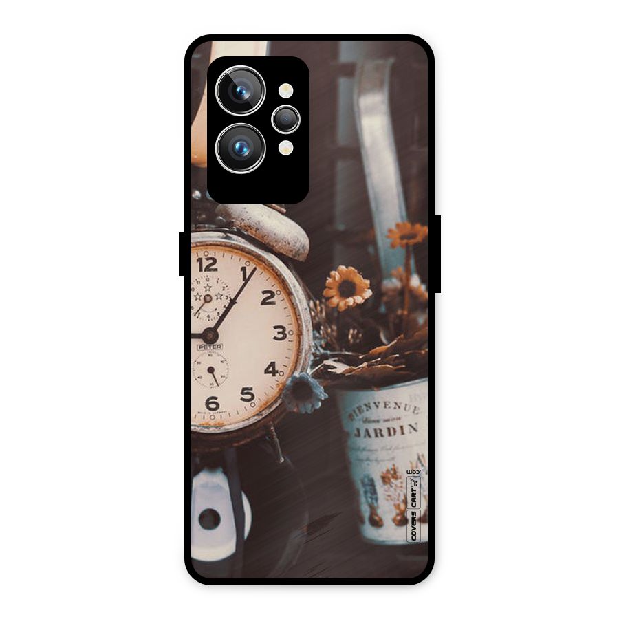 Clock And Flowers Metal Back Case for Realme GT2 Pro