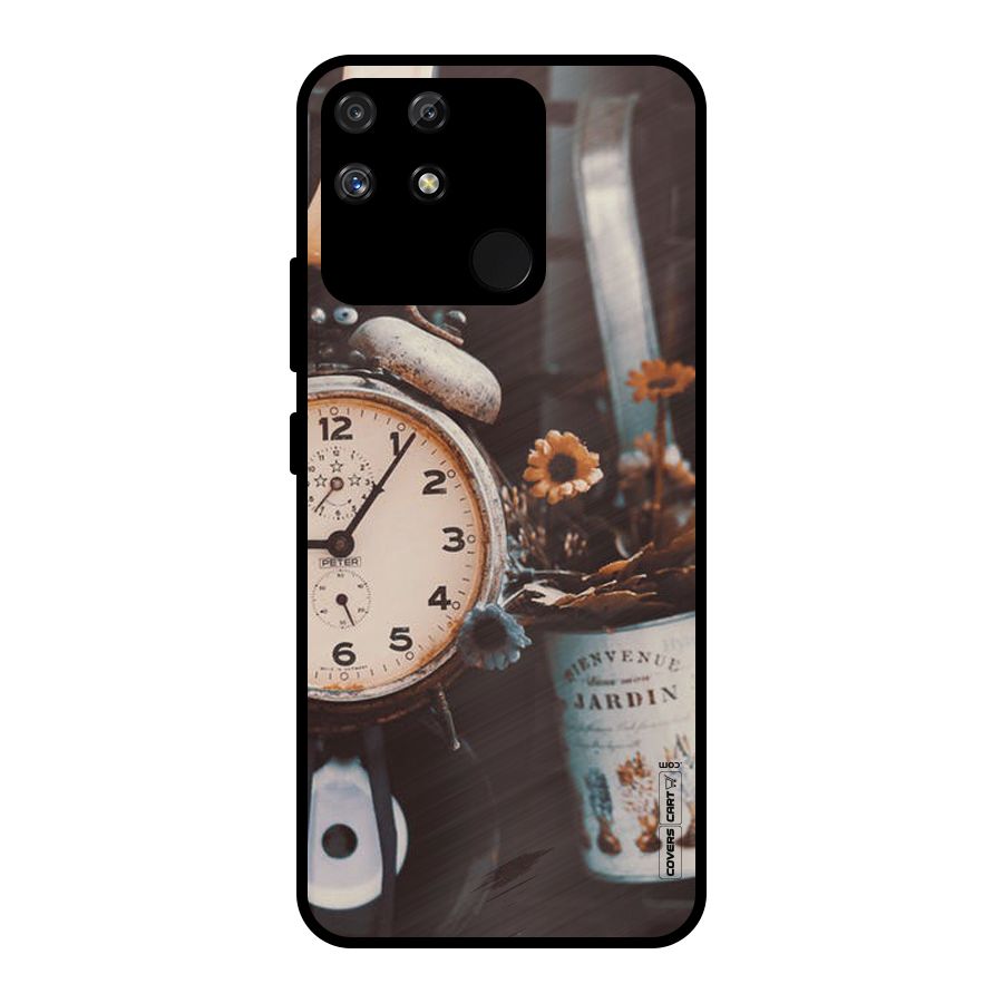 Clock And Flowers Metal Back Case for Realme Narzo 50A