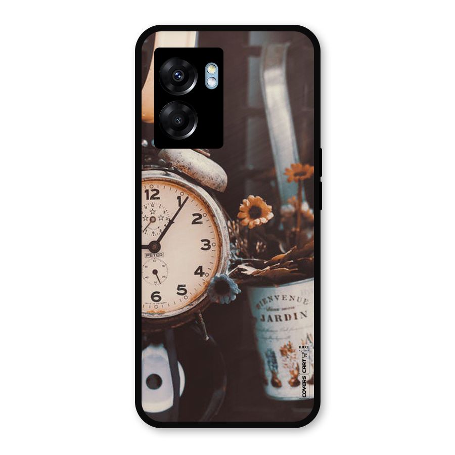Clock And Flowers Metal Back Case for Realme Narzo 50 5G
