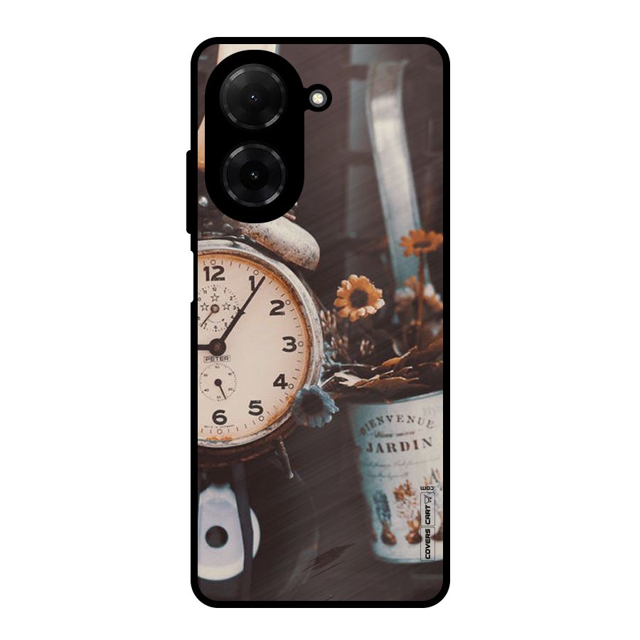 Clock And Flowers Metal Back Case for Redmi A5 4G