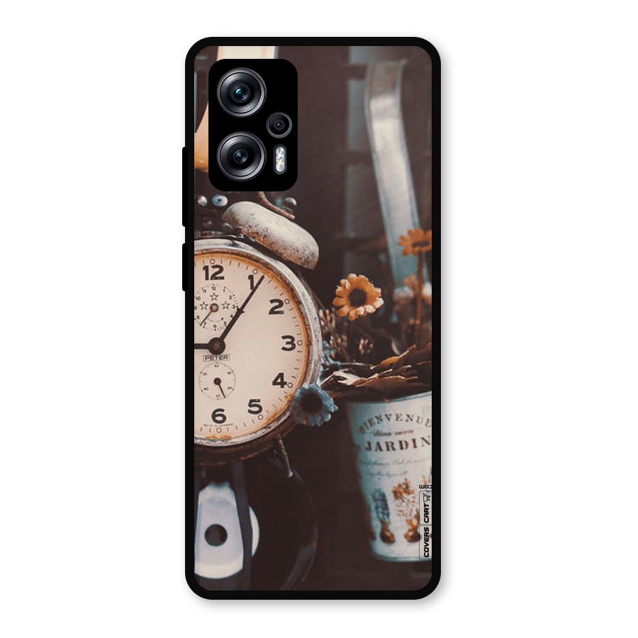 Clock And Flowers Metal Back Case for Redmi K50i