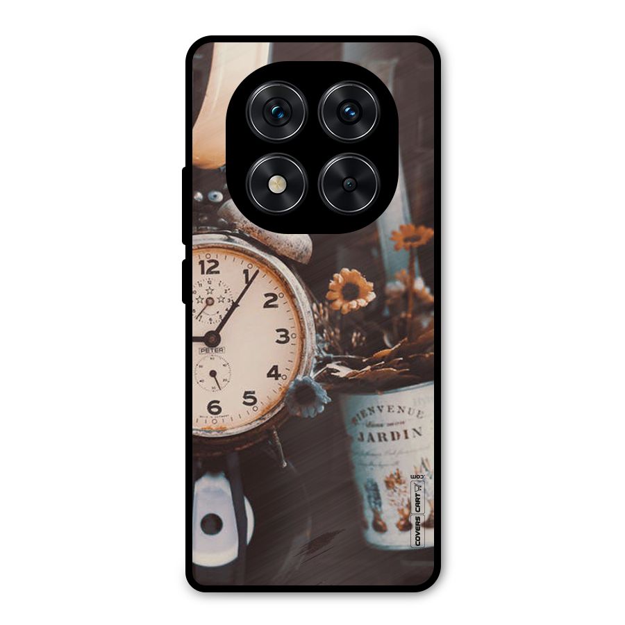Clock And Flowers Metal Back Case for Redmi Note 14 Pro 5G