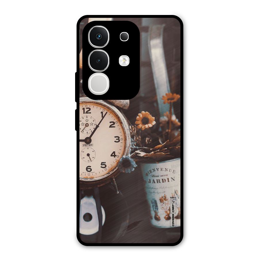 Clock And Flowers Metal Back Case for Vivo T4x
