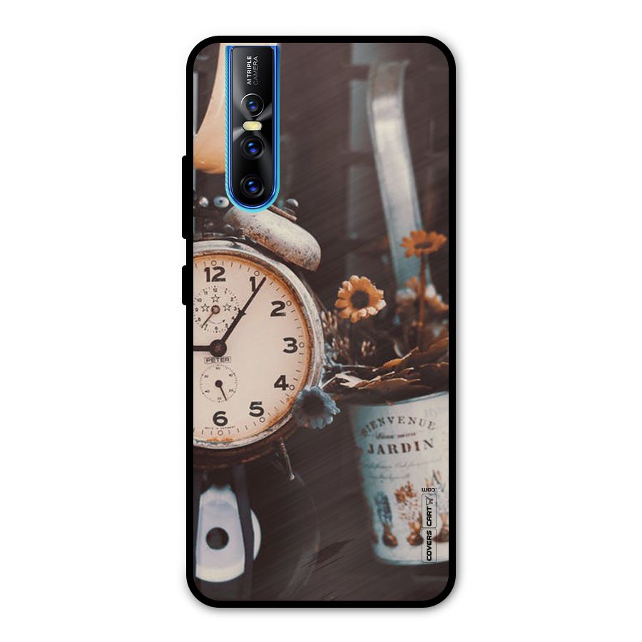 Clock And Flowers Metal Back Case for Vivo V15 Pro