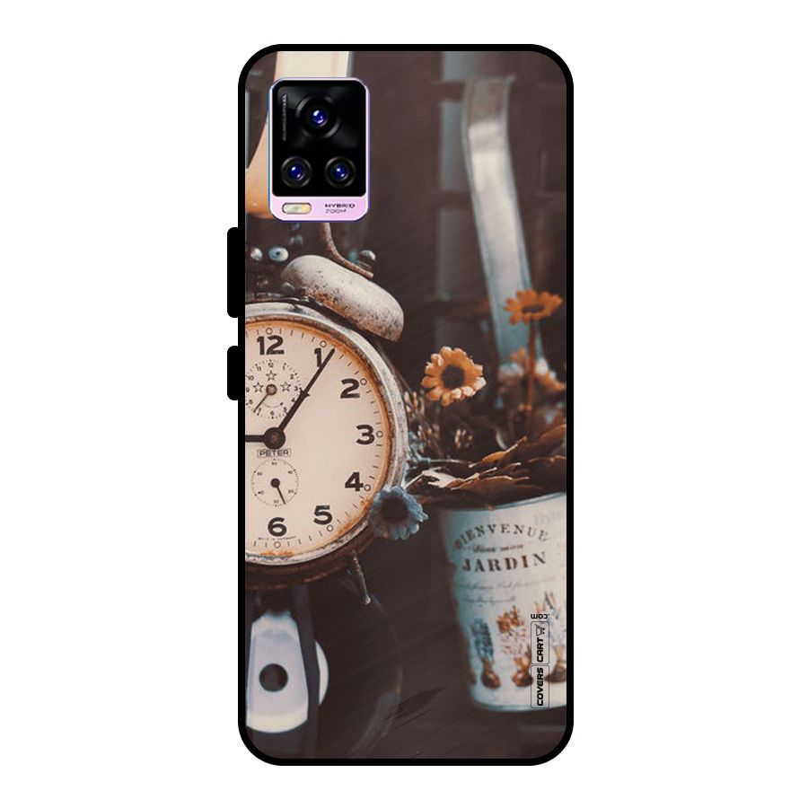 Clock And Flowers Metal Back Case for Vivo V20 Pro