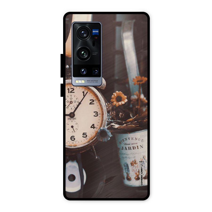 Clock And Flowers Metal Back Case for Vivo X60 Pro Plus