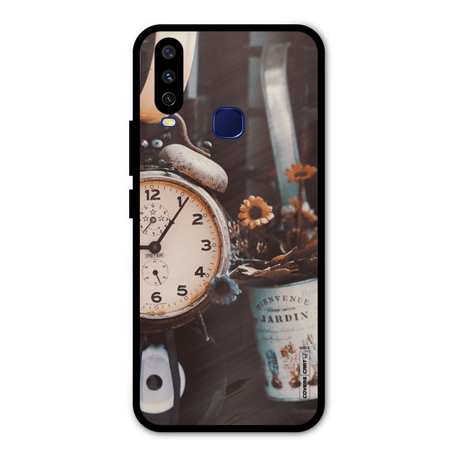 Clock And Flowers Metal Back Case for Vivo Y15