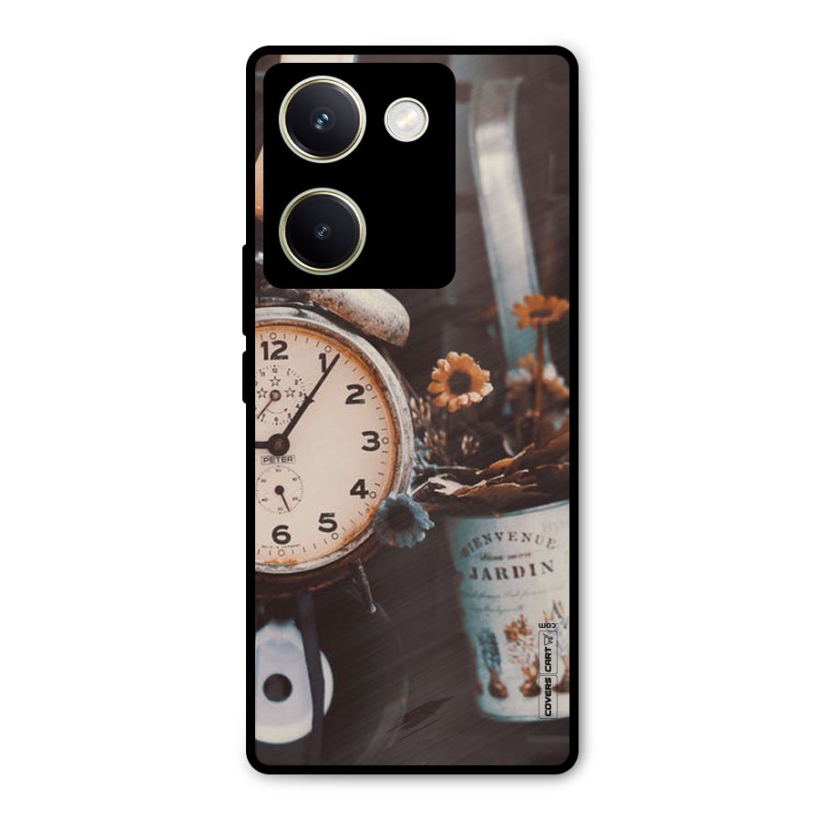 Clock And Flowers Metal Back Case for Vivo Y200 Pro