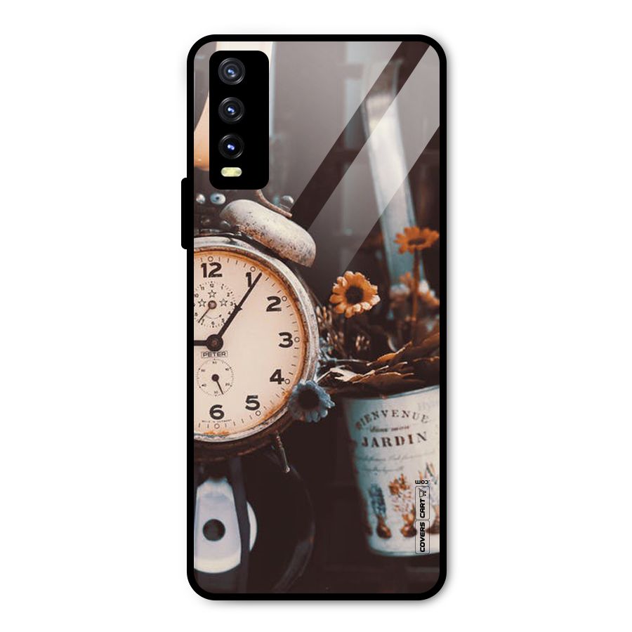 Clock And Flowers Metal Back Case for Vivo Y20g