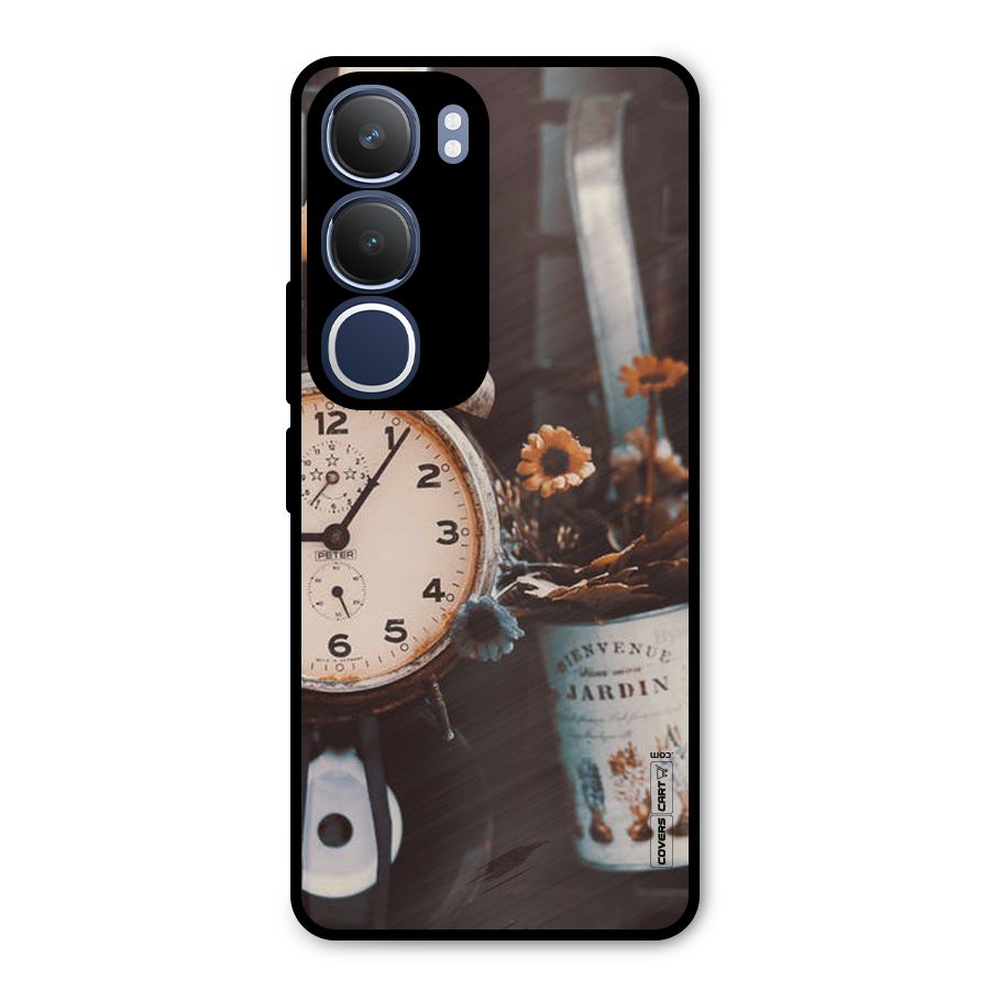 Clock And Flowers Metal Back Case for Vivo Y29