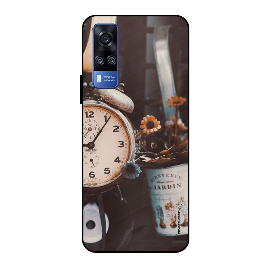 Clock And Flowers Metal Back Case for Vivo Y51
