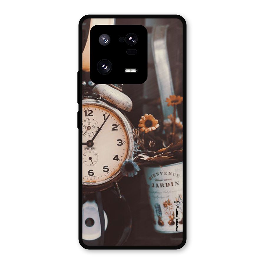 Clock And Flowers Metal Back Case for Xiaomi 13 Pro