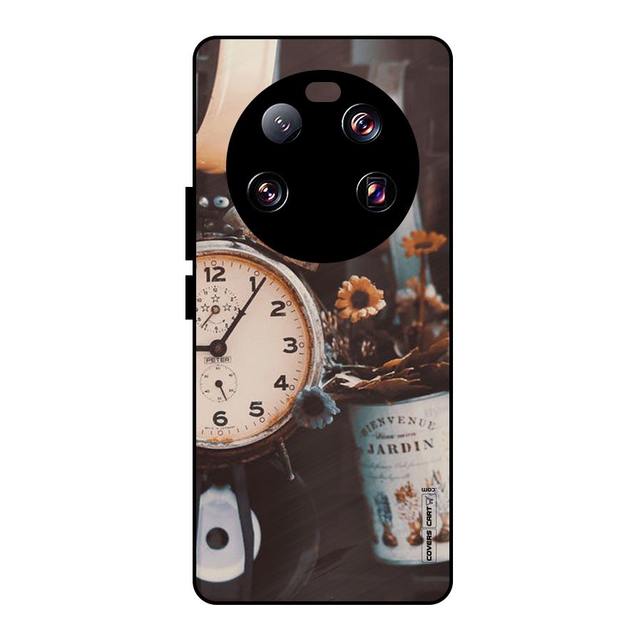 Clock And Flowers Metal Back Case for Xiaomi 13 Ultra