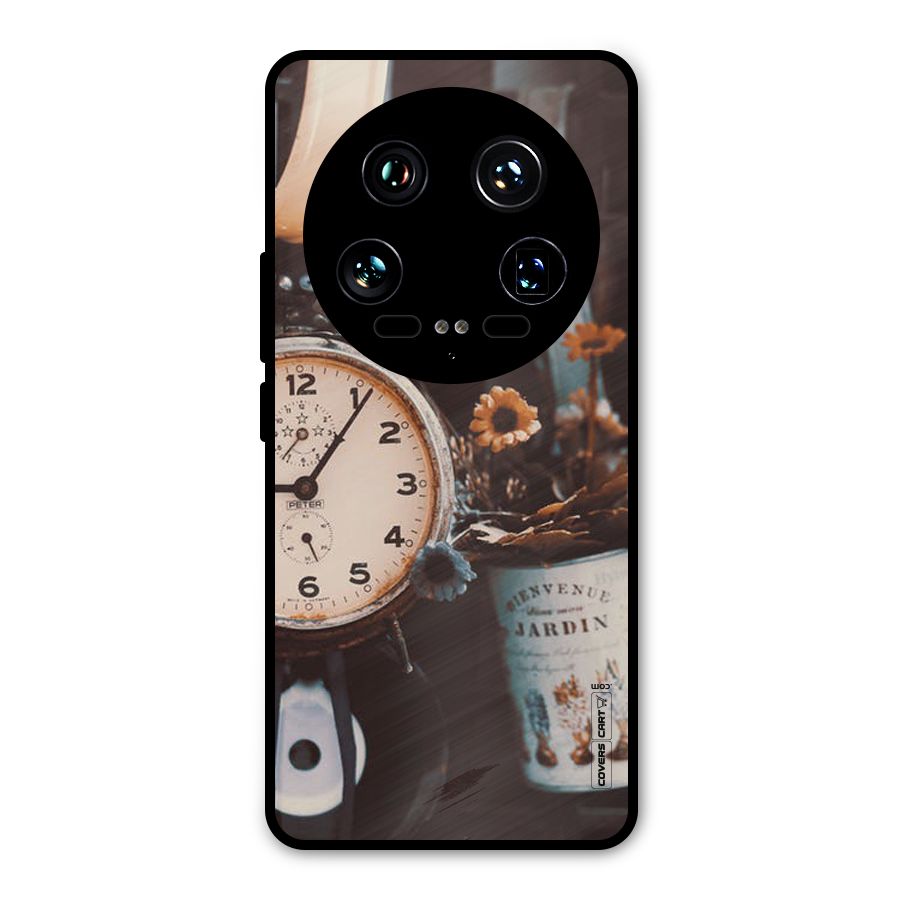 Clock And Flowers Metal Back Case for Xiaomi 14 Ultra