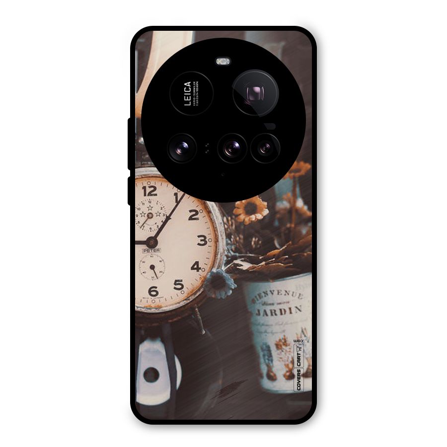 Clock And Flowers Metal Back Case for Xiaomi 15 Ultra