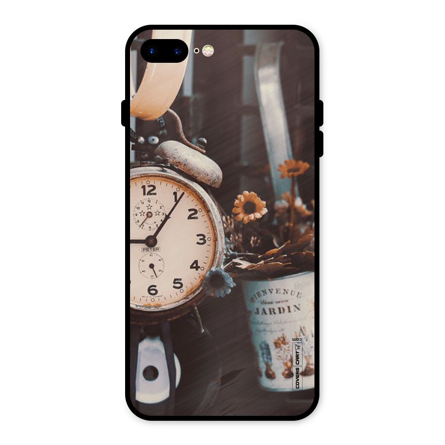 Clock And Flowers Metal Back Case for iPhone 8 Plus